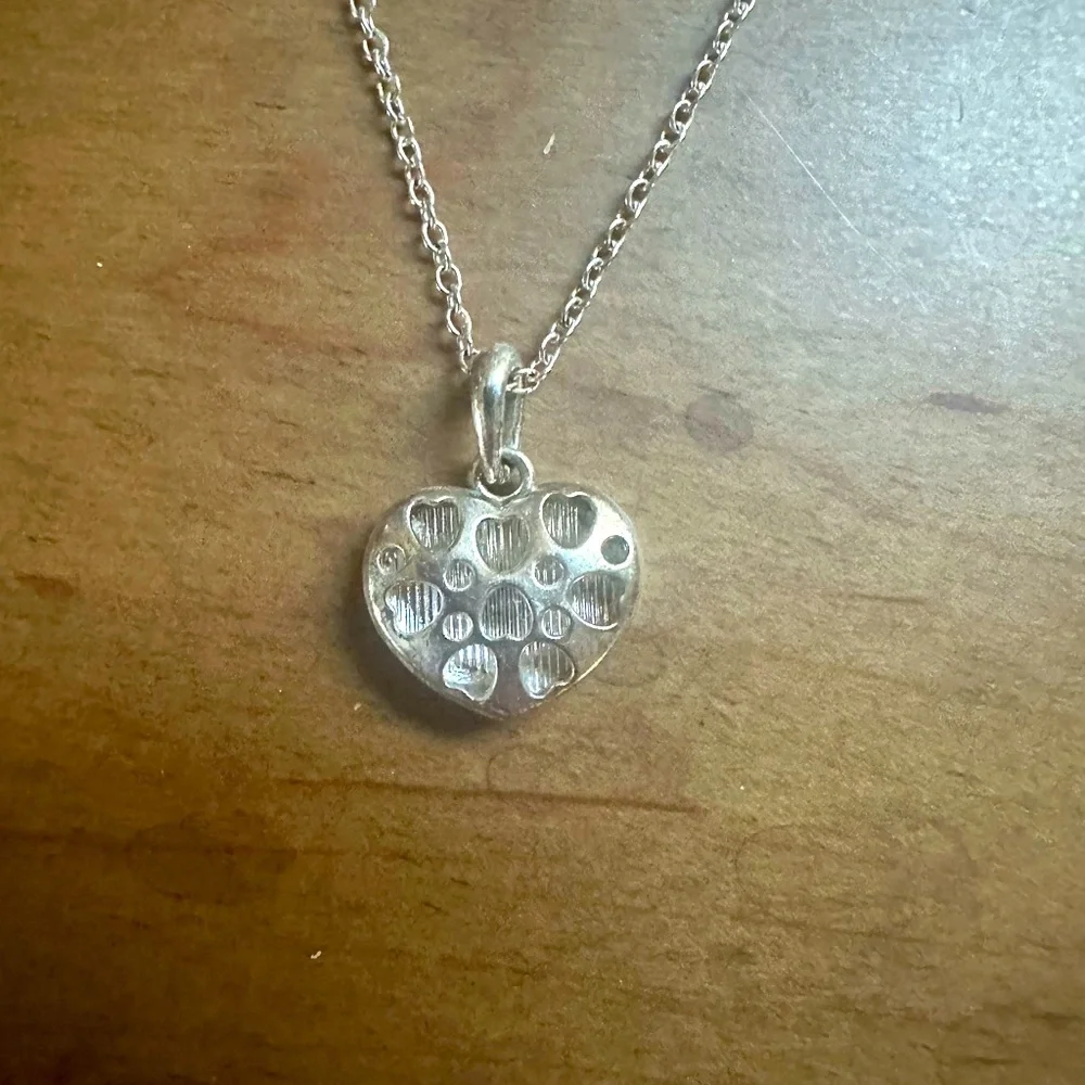 Silver Rhinestone Heart Necklace with Adjustable Chain